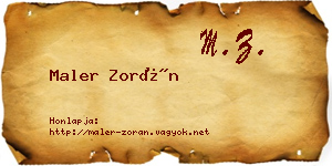 Maler Zorán névjegykártya